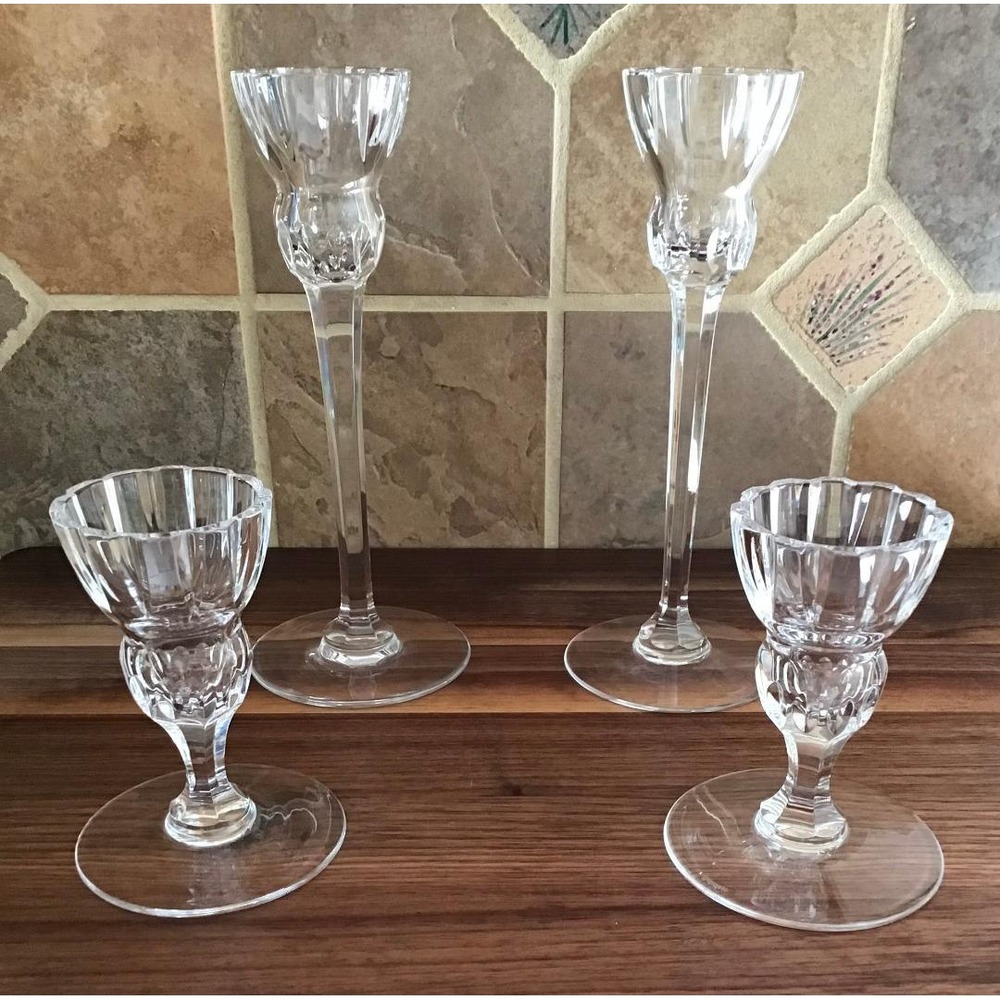 Marquis by Waterford Canterbury Crystal Candlestick Holders 4 Taper Votives